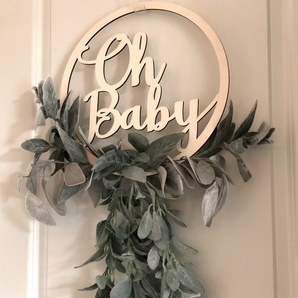 “Oh Baby” wooden greenery Door Swag Baby Room Decor Shower Decor - Picture 8 of 10